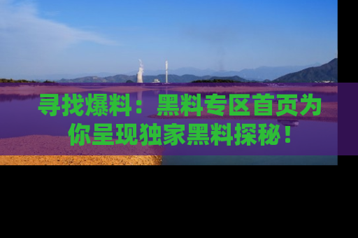 寻找爆料：黑料专区首页为你呈现独家黑料探秘！